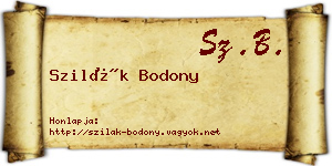 Szilák Bodony névjegykártya